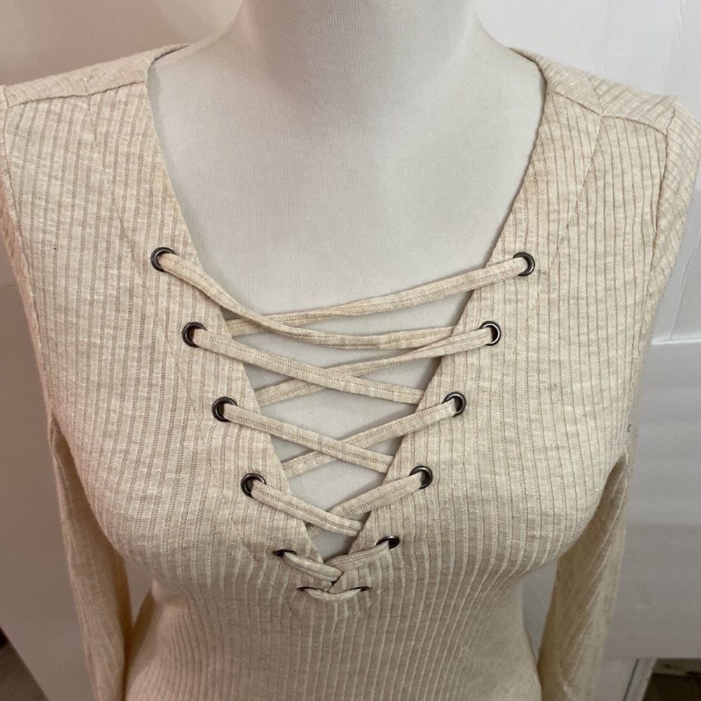 Soft cream ribbed top